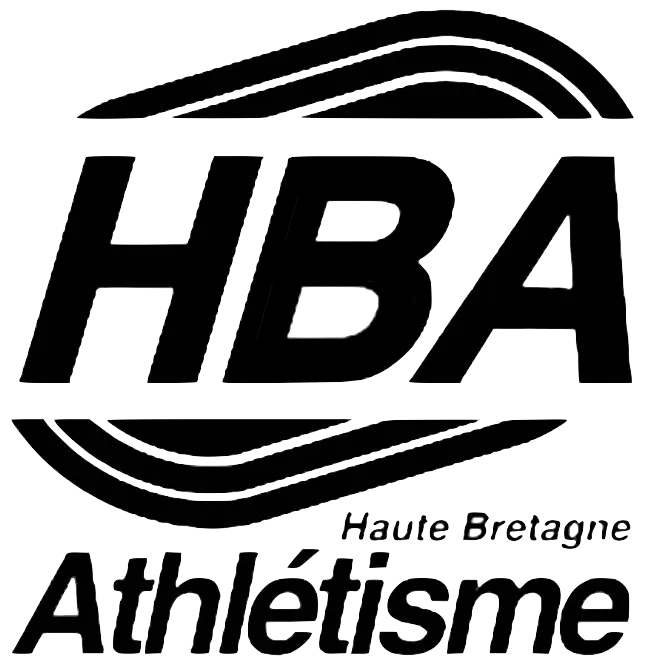 Logo HBA Haute Bretagne Athlétisme : lettres HBA stylisées et texte.